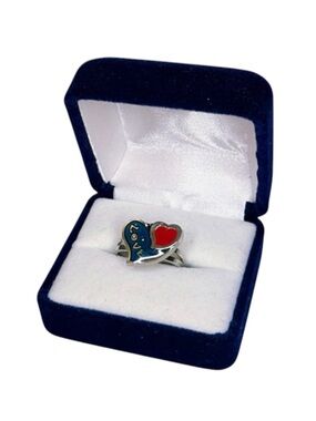 Y2K Silver Heart mood ring Love Enamel -size 6